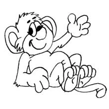 Dibujo de Chimpancé saludando con la mano para colorear