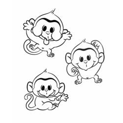 Dibujo de Chimpancé trío juguetón para colorear