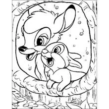 Dibujo de Cierva con un conejito amigo para colorear