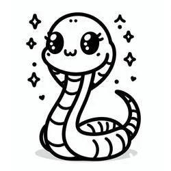Dibujo de Cobra con expresión tierna y sonriente para colorear