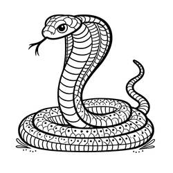 Dibujo de Cobra enrollada con la cabeza erguida para colorear