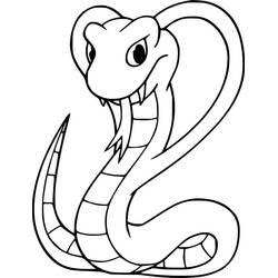 Dibujo de Cobra con la lengua afuera y cuerpo enrollado para colorear