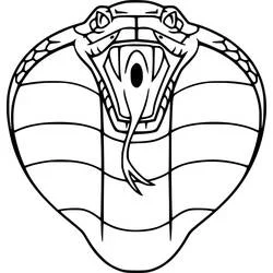 Dibujo de Cobra con la cabeza abierta y capucha extendida para colorear