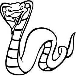 Dibujo de Cobra de perfil con capucha expandida y segmentos para colorear