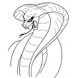 Dibujo de Cobra con capucha desplegada mostrando sus colmillos para colorear