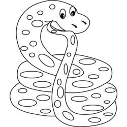Dibujo de Cobra enroscada con cara sonriente para colorear