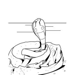 Dibujo de Cobra enroscada con capucha levantada para colorear