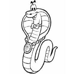Dibujo de Cobra con corbata de moño y collar con piedra preciosa para colorear