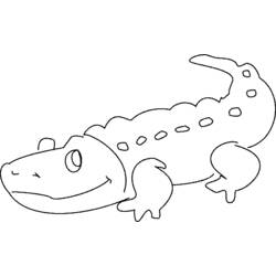 Dibujo de Cocodrilo sonriente de espalda con relieves para colorear