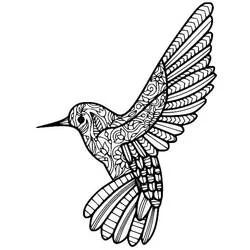 Dibujo de Colibrí en vuelo estilo zentangle para colorear