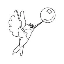 Dibujo de Colibrí volando cerca de una burbuja para colorear