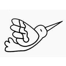 Dibujo de Colibrí volando con un pico largo para colorear