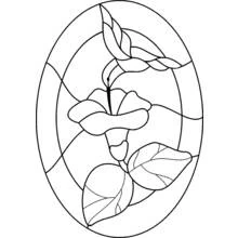 Dibujo de Flor en forma de trompeta dentro de un marco ovalado para colorear