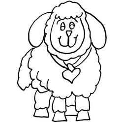 Dibujo de Cordero sonriente con collar de corazón para colorear Dibujo de Cordero sonriente con collar de corazón para colorear