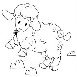 Dibujo de Cordero caminando con una campanita para colorear Dibujo de Cordero caminando con una campanita para colorear