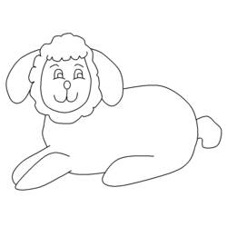 Dibujo de Cordero tumbado sonriente para colorear Dibujo de Cordero tumbado sonriente para colorear