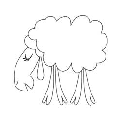 Dibujo de Cordero con cuerpo de lana en forma de nube para colorear Dibujo de Cordero con cuerpo de lana en forma de nube para colorear