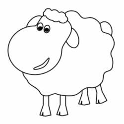 Dibujo de Cordero de pie con cuerpo redondo y lanudo para colorear Dibujo de Cordero de pie con cuerpo redondo y lanudo para colorear