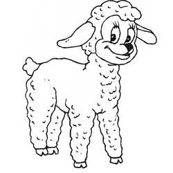 Dibujo de Cordero sonriente de pie para colorear Dibujo de Cordero sonriente de pie para colorear