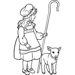 Dibujo de Cordero junto a una pequeña pastora para colorear Dibujo de Cordero junto a una pequeña pastora para colorear