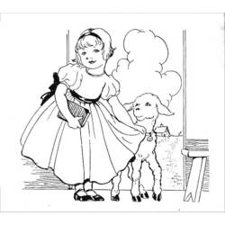 Dibujo de Cordero junto a una niña para colorear Dibujo de Cordero junto a una niña para colorear