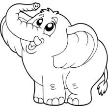 Dibujo de Elefante con la trompa levantada para colorear