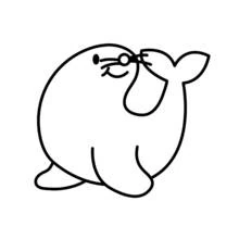 Dibujo de Foca de cuerpo redondo y pequeñas aletas para colorear