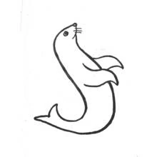 Dibujo de Foca curvada en forma de S para colorear