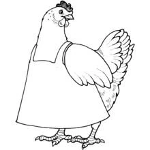 Dibujo de Gallina con delantal para colorear