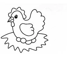 Dibujo de Gallina sentada sobre un nido de huevos para colorear