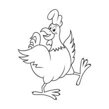 Dibujo de Gallina bailando alegremente para colorear