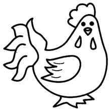 Dibujo de Gallina con una gran cola y cresta para colorear