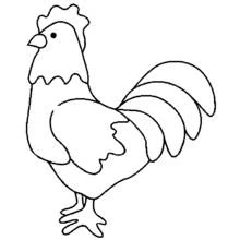 Dibujo de Gallina de pie con la cola desplegada para colorear