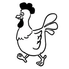 Dibujo de Gallina caminando con la cola en abanico para colorear