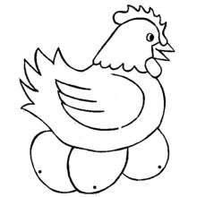 Dibujo de Gallina posada sobre sus huevos para colorear