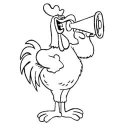 Dibujo de Gallo gritando con un megáfono para colorear