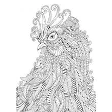 Dibujo de Gallo con patrones zentangle para colorear