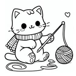 Gato Kawaii - Dibujos para colorear gratis