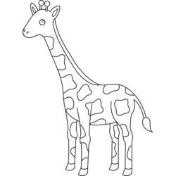 Dibujo de Jirafa de pie con manchas en el cuerpo para colorear