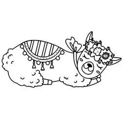 Dibujo de Llama durmiendo con corona de flores para colorear Dibujo de Llama durmiendo con corona de flores para colorear