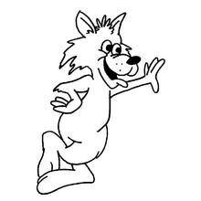Dibujo de Lobo caminando y saludando para colorear