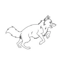 Dibujo de Lobo saltando con la boca abierta para colorear