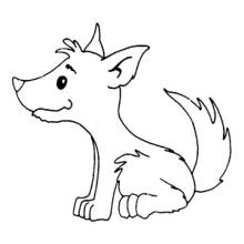 Dibujo de Lobo sentado con la cola levantada para colorear