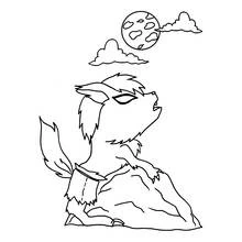 Dibujo de Lobo aullando a la luna llena para colorear