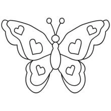 Dibujo de Mariposa con corazones en las alas para colorear Dibujo de Mariposa con corazones en las alas para colorear