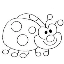 Dibujo de Mariquita con cara sonriente y grandes puntos para colorear