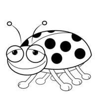 Dibujo de Mariquita con una gran sonrisa y ojos grandes para colorear