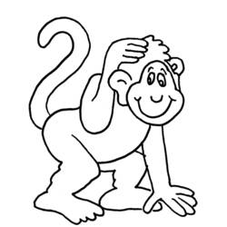 Dibujo de Mono rascándose la cabeza para colorear Dibujo de Mono rascándose la cabeza para colorear