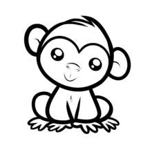 Dibujo de Mono bebé sentado para colorear Dibujo de Mono bebé sentado para colorear