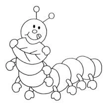 Dibujo de Oruga sonriente con segmentos redondeados para colorear